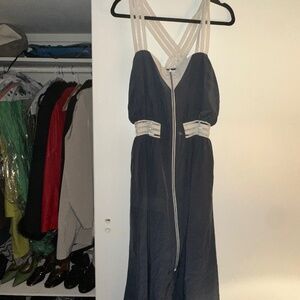 navy & white strappy midi from Beijing art’s district